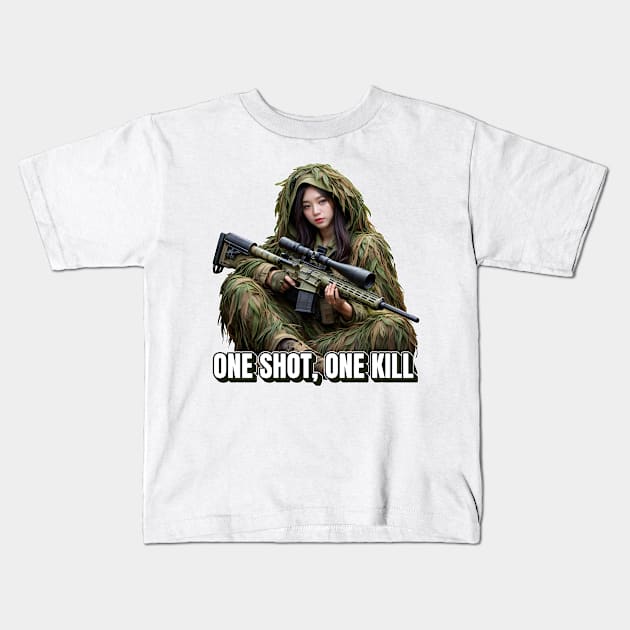 Sniper Girl Kids T-Shirt by Rawlifegraphic